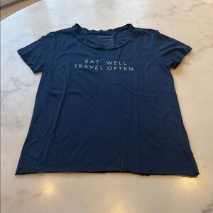 NWOT good hYOUman NAVY Eat well Travel often Tee